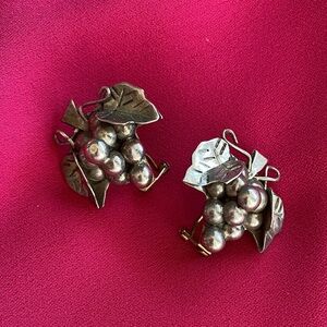 Vintage grape cluster earrings silver 925 Mexico - 0021F2